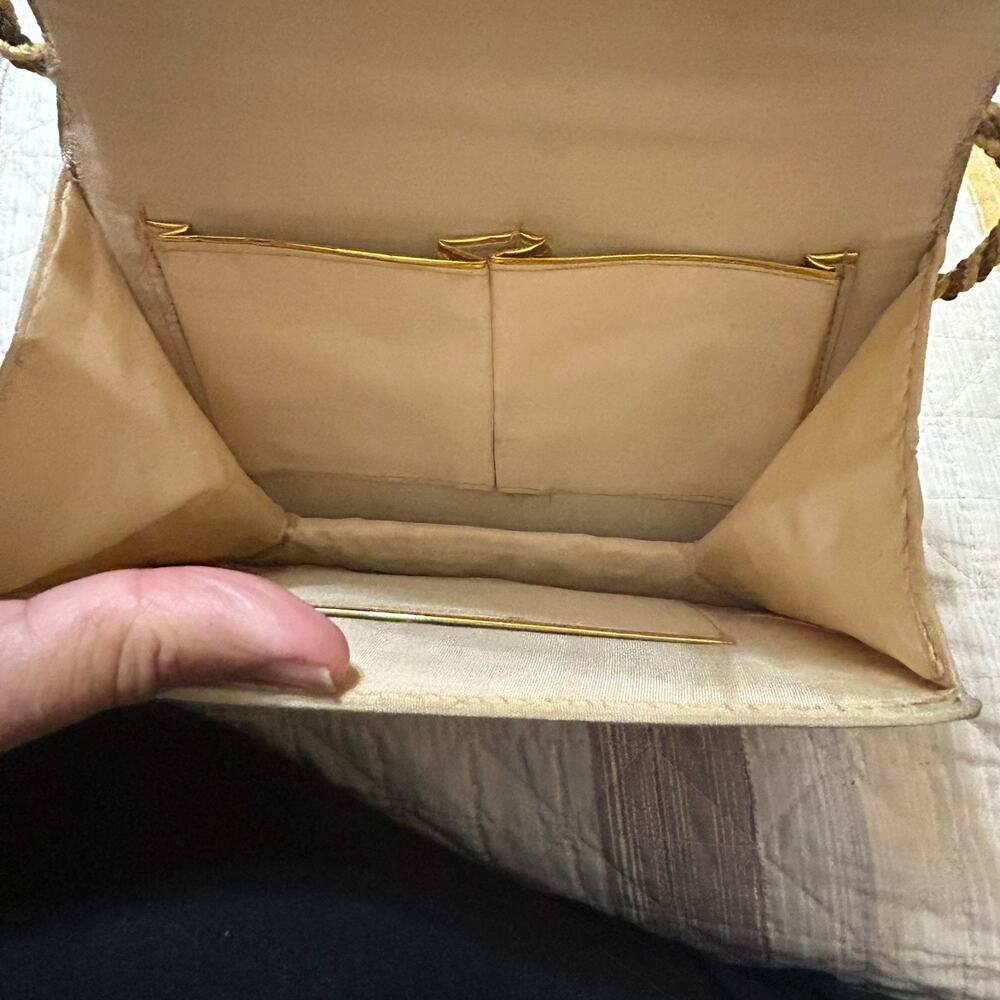 Vintage Kane M Shoulder Bag Purse Gold Beaded Floral Embroidered Stones Evening - Picture 5 of 16